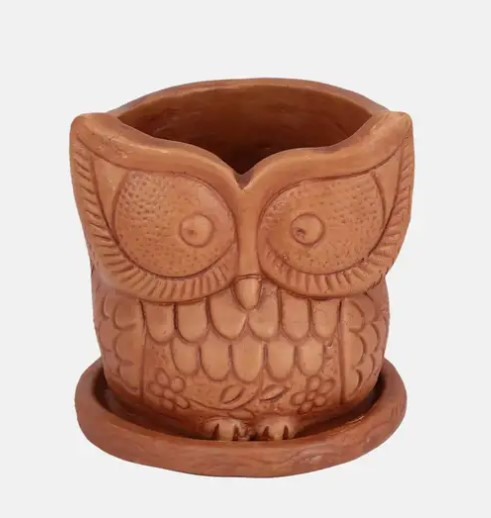 Pottery Showpiece  -  Clay Plant Pot with Plate