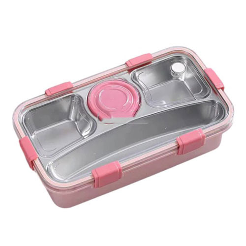 Tiffin Box - 4 Part Airtight Stainless Steel Tiffin Box Food Container with Spoon & Chopsticks CK1543