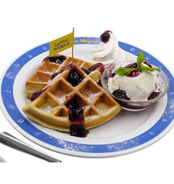 Waffle with Blueberry Topping From Coffee World