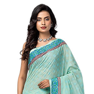 Light Mint Green Printed Cotton Saree