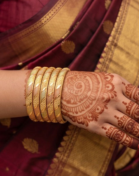 Elegance Tricolor Gold-Plated Bangle Set (Set of 4)