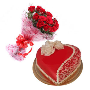 Cake with Thai Roses Bouquet