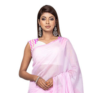 Sharee -  Pink Tangail Half-Silk Baluchari Sharee