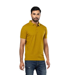 Polo Shirt -  Mustard Mixed Cotton Polo Shirt