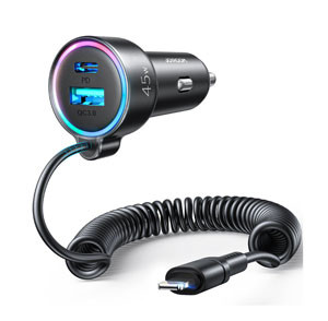 Joyroom JR-CL08 3-in-1 Wired Car Charger with Lightning iPhone Cable
