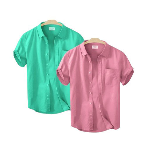 Men's Half Sleeve Solid Colour Double Shirts
