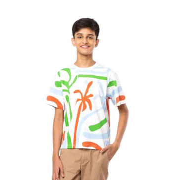 Kids T-Shirt - White Printed Cotton T-Shirt