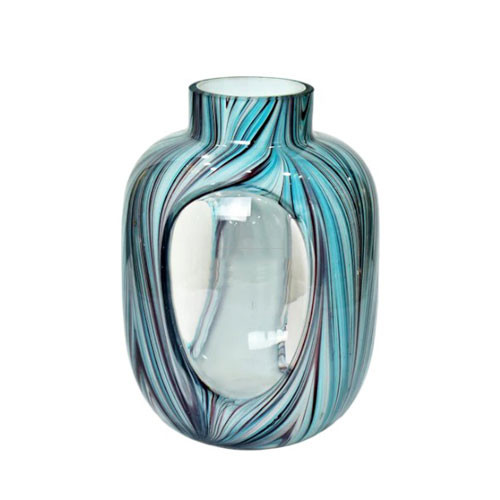 Showpiece  -  10.5 Inch Heavy Glass Decorative Large Flower Vase HR0488