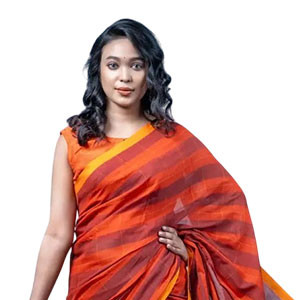 Women's Sharee - Slub-Cotton sharee features Handloom