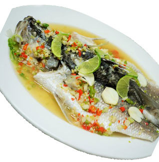 Steam Pomfret with lemon Sauce from  Abacus Restaurant