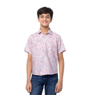 Boy Kids  -  Purple Printed Cotton Shirt