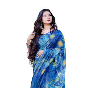 Mixed Silk -  The Starry night Sharee