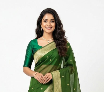 Emerald Green Premium Meena Muslin Sharee