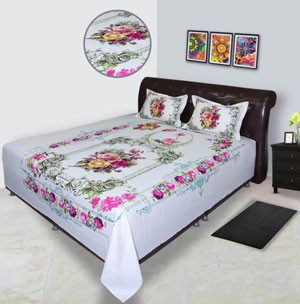 Bed Sheet - Bed Sheet Rose Alpona RTP