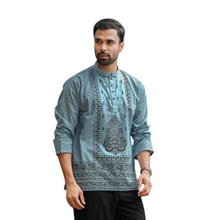 Ash color printed cotton full sleeve gents Fatua.