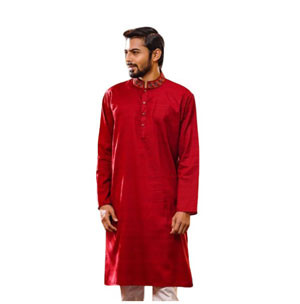 Short Panjabi -  Men’s Maroon Color Cotton Panjabi