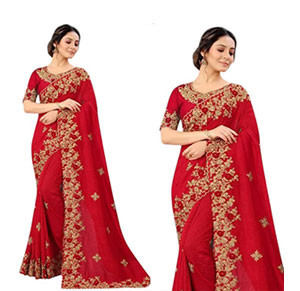 Georgette Sharee - Weightless Georgette Embroidery Work Sharee