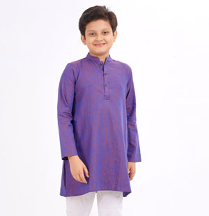 Kids Boy Blue Jacquard Panjabi