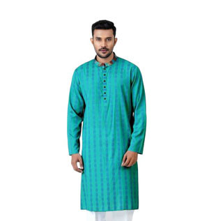 Short Panjabi - Pest colour linen cotton printed  Panjabi