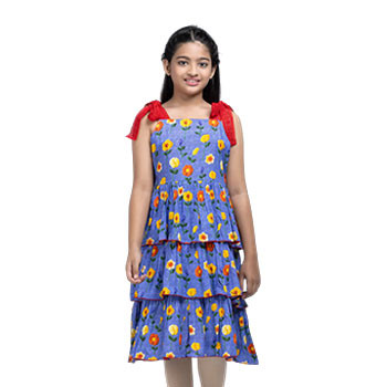 Kids Frocks  -Light Purple Printed Cotton Frock