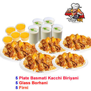 Feast for Five: Basmati Kacchi with Borhani & Firni - A Culinary Trio for Grand Celebrations
