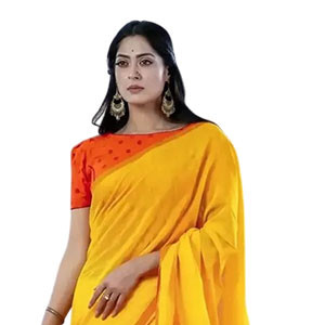 Women's Sharee - Cotton sharee feature Block-print & Hand-work