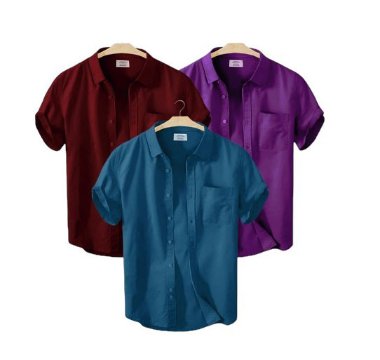 Men's Half Sleeve Solid Colour Tripple shirts