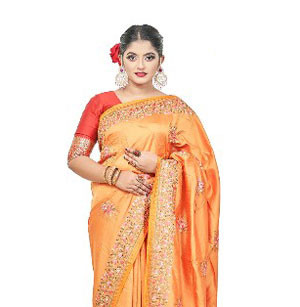 Luxury Woven: Dupion Silk Embroidered Saree for Timeless Opulence
