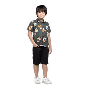 Shirt Pant Set -  Dark Green Printed Cotton Shirt Pant Set