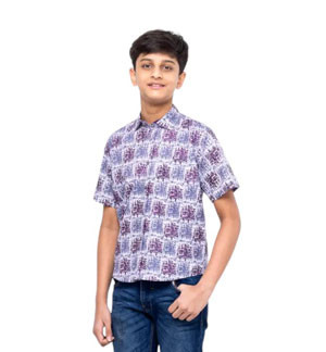 Boy Kids - Purple Printed Cotton Shirt