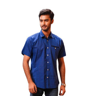 Half Sleeve Shirt - Blue color cotton printed  Shirt