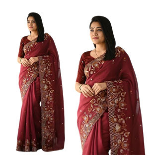 Premium embroidered silk sharee-4