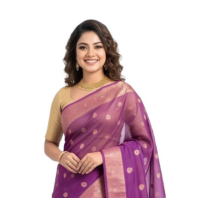 Royal Purple Meena Muslin Sharee