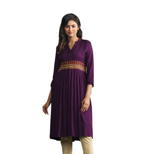 ETHNIC AVERAGE KURTI-PURPLE