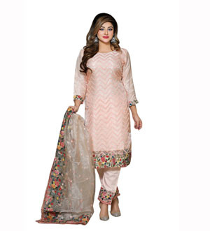 Embroidered Stitched Silk Shalwar Kameez