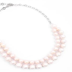 White Pearl Studded Double Strand Necklace