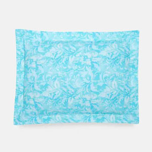 Light Cyan Printed Cotton Pillow Cover