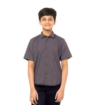 Boy Kids - Deep Brown Printed Cotton Shirt
