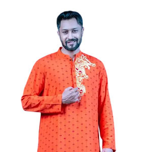 Men’s Panjabi -  Linen Panjabi features screen-print
