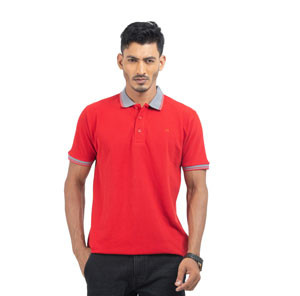 Cozy Pique Half Sleeve Polo Shirt - Devil Red For Men