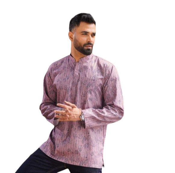 Light onion colour printed design cotton full sleeve Fatua For Men