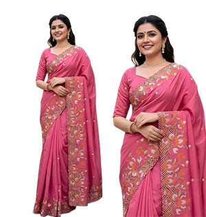 Premium embroidered silk sharee-3