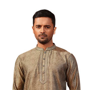 Olive color design cotton printed & embroidered regular fit ekchart Panjabi