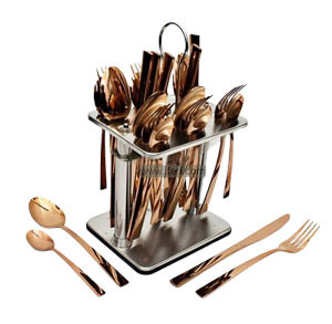 24 Pcs Stainless Steel Cutlery Set with Stand