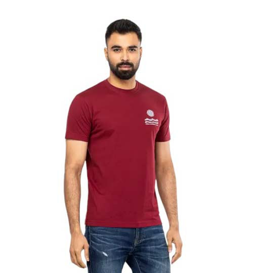 Green Printed Cotton T-Shirt For Men