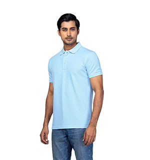Polo Shirt : Blue Polo Mixed Cotton Polo Shirt