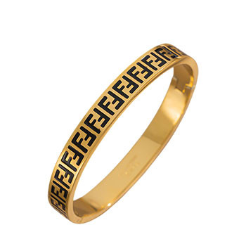 Elegant Gold Hinged Bangle Bracelet with Black Geometric Inlay