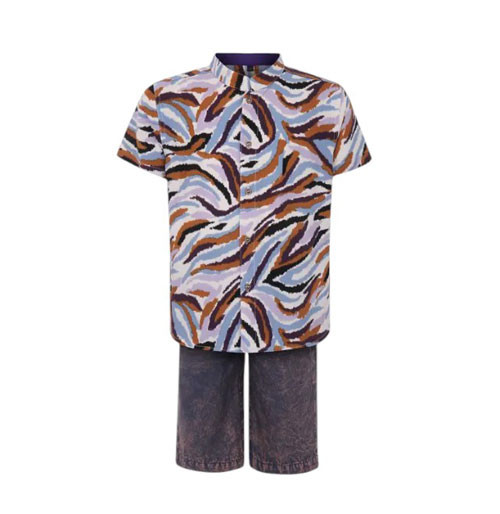 Toddler Boy -  Multicolour Printed Linen Shirt Pant Set