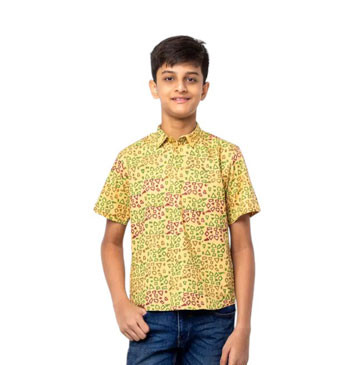 Boy Kids - Yellow Printed Cotton Shirt