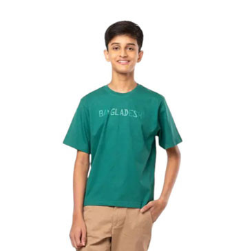 Kids T-Shirt - Green Printed Cotton T-Shirt